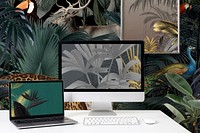 Multi devices workstation, computer, laptop with wildlife wallpapers