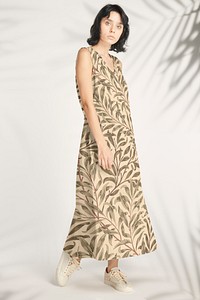 Woman in beige summer dress