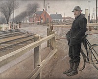 When the train is waiting. Railway crossing at Roskilde Landevej by L. A. Ring