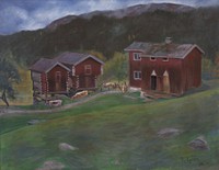 Farmyard at &Aring;se in Telemarken, Norway by Halfdan Egedius