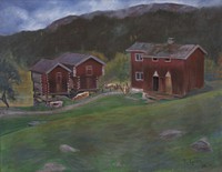 Farmyard at åse in Telemarken, Norway by Halfdan Egedius