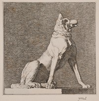 A sitting dog after an antique at Charlottenborg by Christen Købke