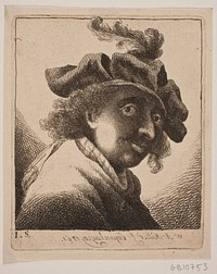 A man with a feathered beret by W. A. M&uuml;ller