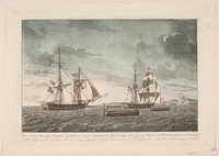 The English cutter brig Seagull after the battle with the brig Lougen, 19 June 1808 by Niels Truslew