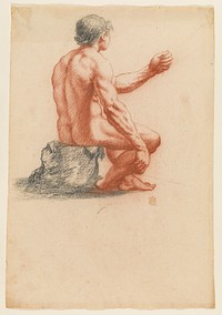 Seated male nude seen two-thirds from behind by Filippo Esegrenio