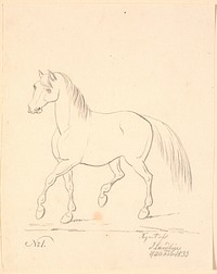 Trotting horse, facing left by Johan Thomas Lundbye