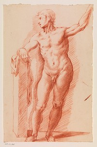 Standing male figure leaning left against a plinth by Filippo Esegrenio