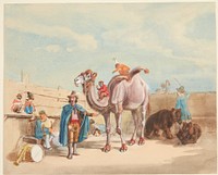 An animal tamer with camel, monkeys, bears etc. by Johann Adam Klein