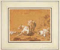 Landscape with cows and goats by Johann Melchior Roos