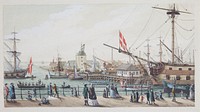 Danish warships and Swedish chalup at Toldboden in Copenhagen by Gustaf Boberg