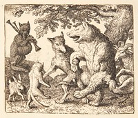 The wolf and the bear celebrate their freedom by Allaert Van Everdingen