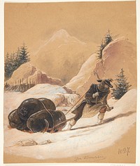 Man with sled by Sigmund Ferdinand Ritter Von Perger