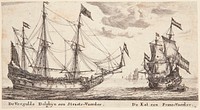The ships De Vergulde Dolphyn and De Kat by Reinier Nooms