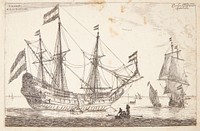 Large naval vessel and a dinghy by Carel Allardt