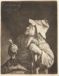 Seated peasant with a pipe by Cornelis Dusart