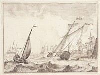 Ships off the Dutch coast by Ludolf Bakhuizen