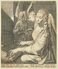 Saint Cecilia playing the organ by Hendrick Goltzius