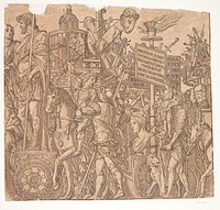 Men on chariots and on horseback with standards and spoils of war by Andrea Andreani, Bernardo Malpizzi and Andrea Mantegna