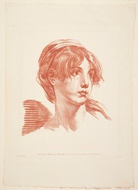 Young woman face by Jacques D Y Chereau