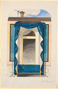 Wall decoration in the blue cabinet, draft for the end wall by Nicolai Abildgaard