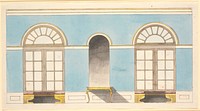 Draft for the decoration of a window wall in a hall, presumably on the ground floor by Nicolai Abildgaard