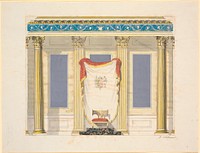 The inner wall with the throne. Draft for decoration of the audience hall by Nicolai Abildgaard