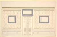 Long wall with a door. Decoration of a room with a barrel vault by Nicolai Abildgaard