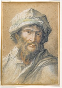 Head of a bearded man with a turban by Salvator Rosa
