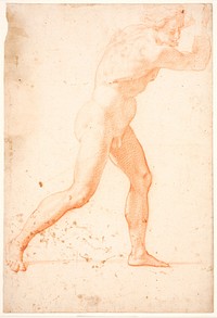 Naked man running to the right by Domenico Cresti
