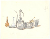 Turkish vessels, a jug and two flasks by Martinus Rørbye