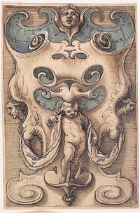 Cartouche with a Putto by Giovanni Domenico Capellino