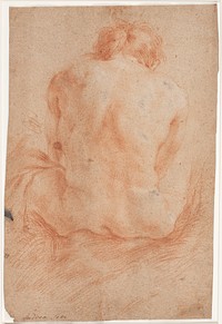 Male model study, seated, rear view by Hendrik Krock