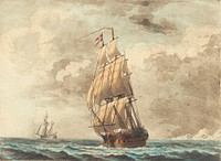 A Danish orlog ship sailing for a blur by C.W. Eckersberg