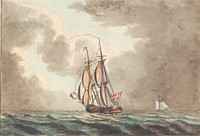A Danish brig sailing for a blur by C.W. Eckersberg
