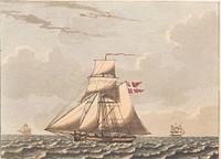 A Danish cutter to be seen in lee, with crosswinds by C.W. Eckersberg