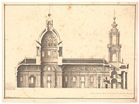 Longitudinal section through the same church by Marcus Tuscher