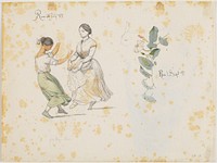 TVtwo female dancers, t.h.study of a sedge in flower by Johan Thomas Lundbye