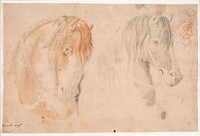Two horse heads and a man's head by Hendrik Krock