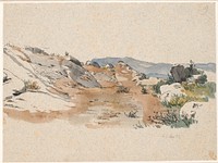 Italian landscape with boulders by Johan Thomas Lundbye