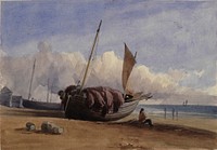 Fishing boat pulled up on land by Charles Bentley