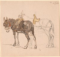 Two pre-tensioned mules by Johan Thomas Lundbye