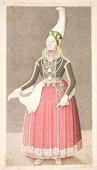 Woman wearing Icelandic peasant costume by Olavius