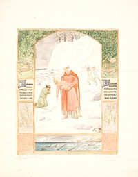 Early draft of Valdemar Sejr and the death of the young Valdemar by a wet shot by Agnes Slott-Møller