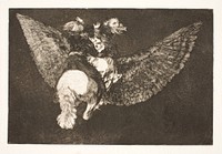 The Flying Folly (Give up the friend who hides you under his wings and bites you with his beak) by Francisco Goya