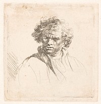 Head of man with curly hair by Ferdinand Bol