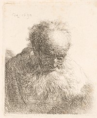 Bowed head of an old man by Rembrandt van Rijn