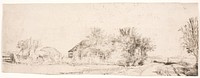 Landscape with road by a canal by Rembrandt van Rijn