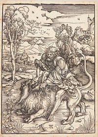 Samson kills the lion by Albrecht Dürer