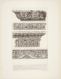 Fragments of friezes and cornices in marble, from Orti Farnesiani etc. by Giovanni Battista Piranesi