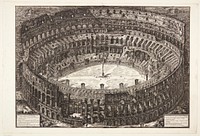 Colosseum, Flavian amphitheater, bird's eye view by Giovanni Battista Piranesi